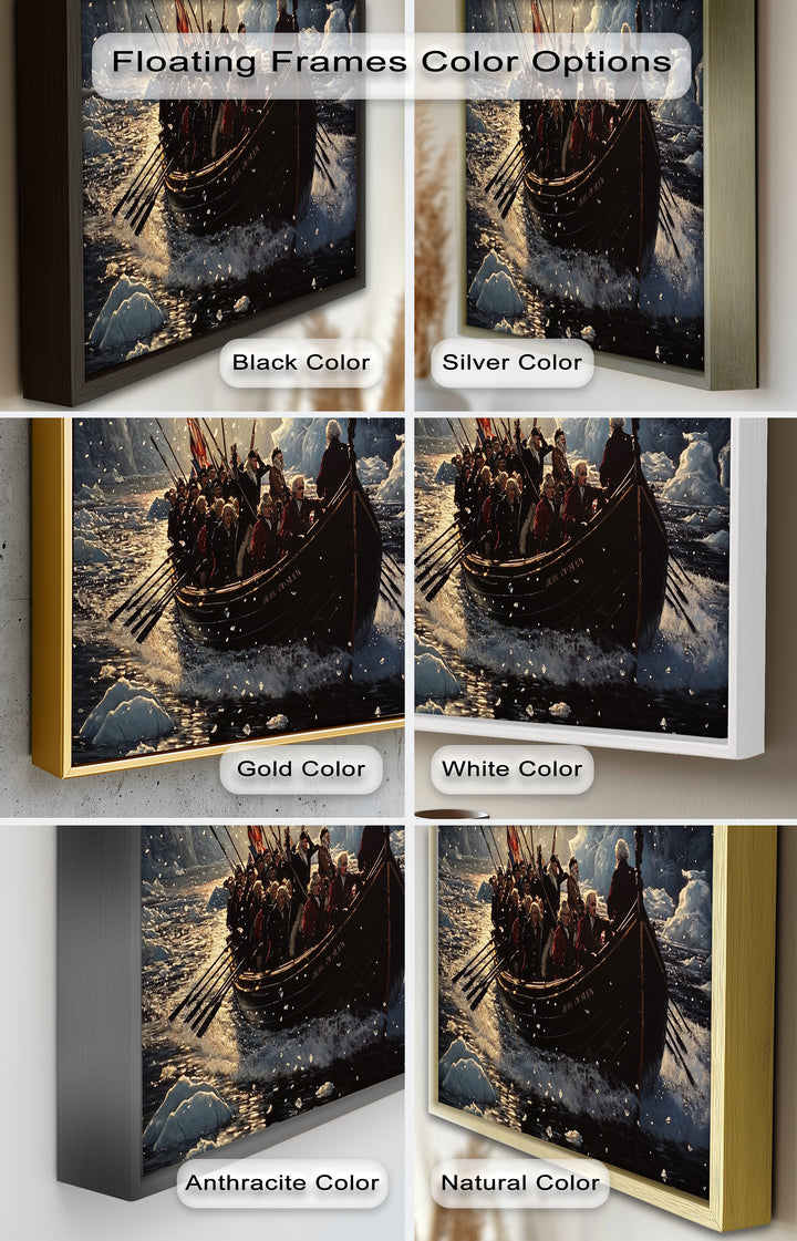 Crossing the Ice – Patriotic Revolutionary Boat Oil Painting