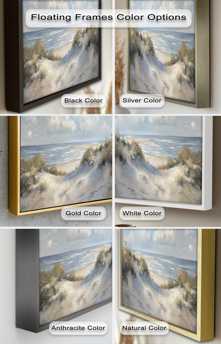 White Sand Beach Sandy Path Landscape – Coastal Oil Painting