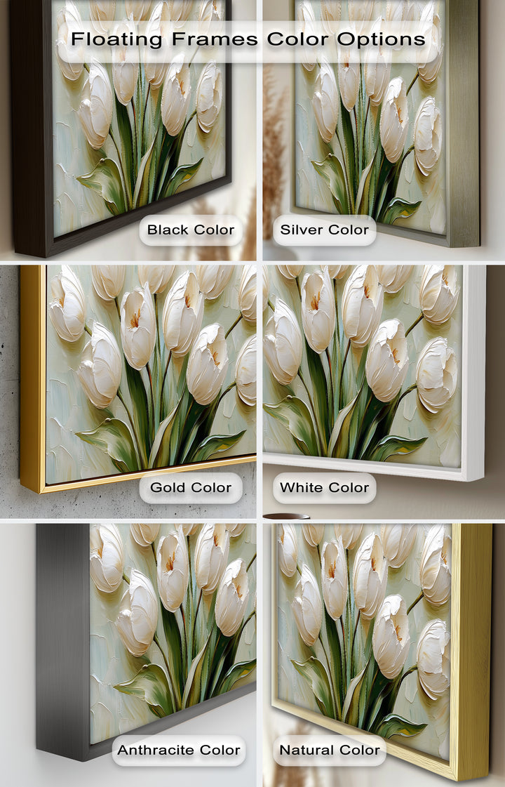 Whispers of Spring – Creamy White Tulip Bouquet Flower Oil Painting