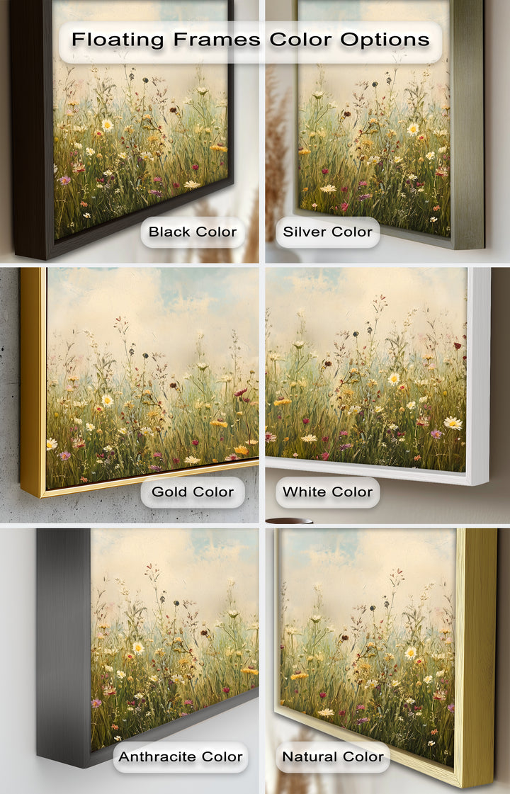 Vintage Meadow with Blooming Flowers – Serene Nature Oil Painting