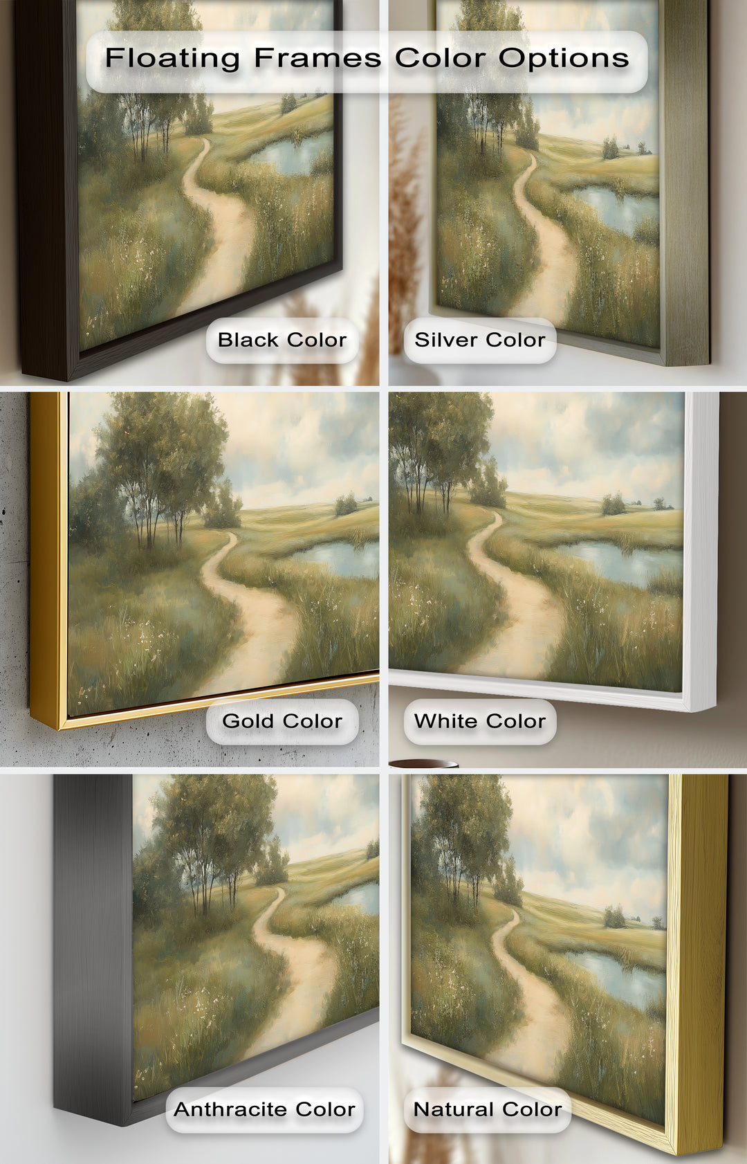 Landweg Landschaft Wandkunst – Pastorales Ölgemälde
