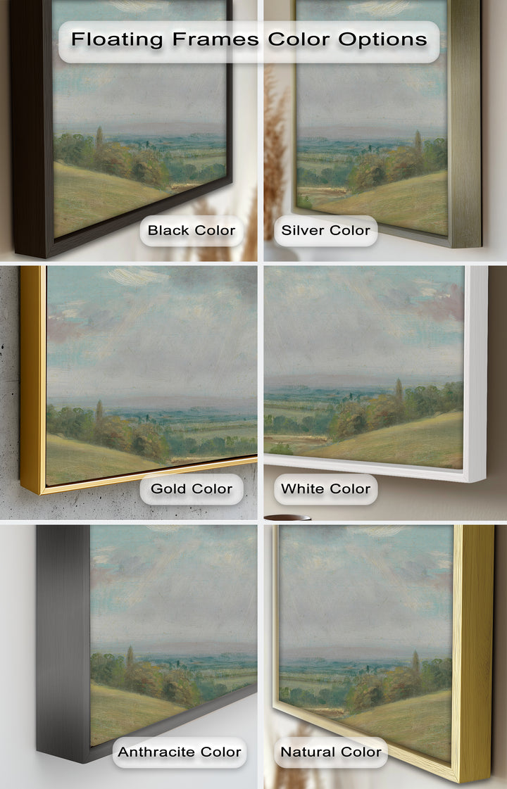 Vintage Landscape Framed Art – Rolling Hills Oil Painting