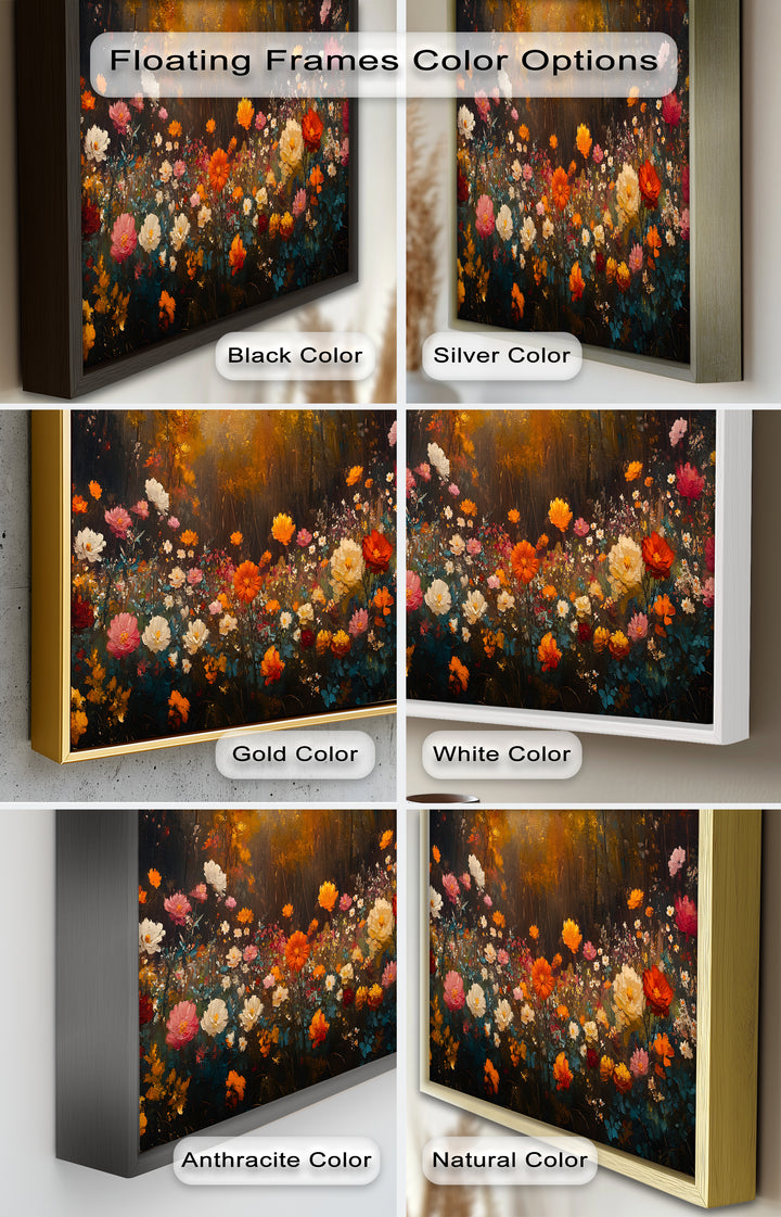 Autumn Forest Flower Wall Art – Colorful Floral Oil Painting
