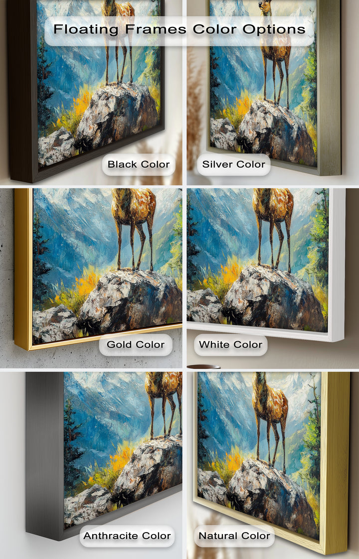 Stag in Mountain Landscape - Animal Oil Painting