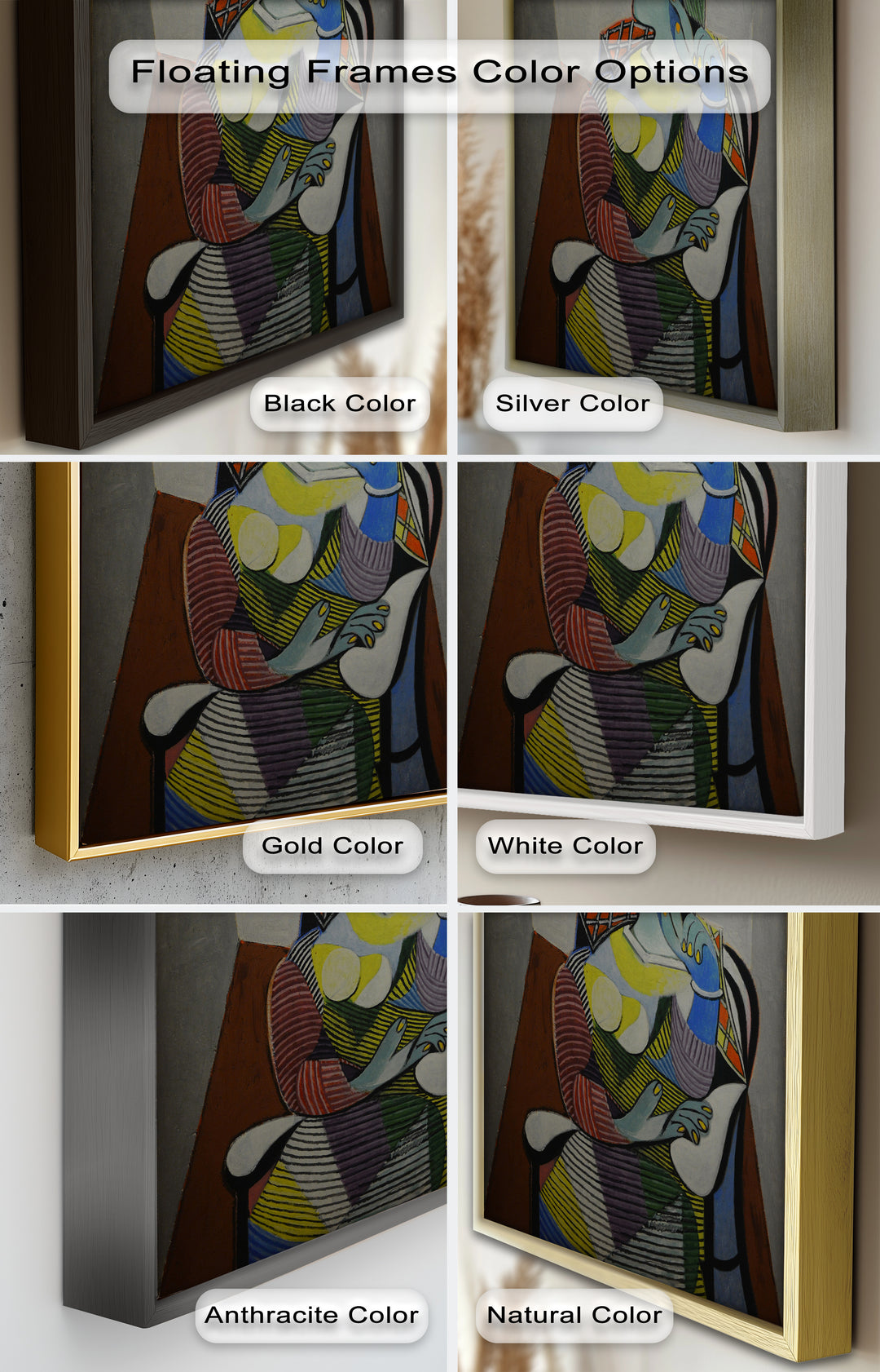 Striped Serenity – Colorful Woman in Hat Picasso Oil Painting
