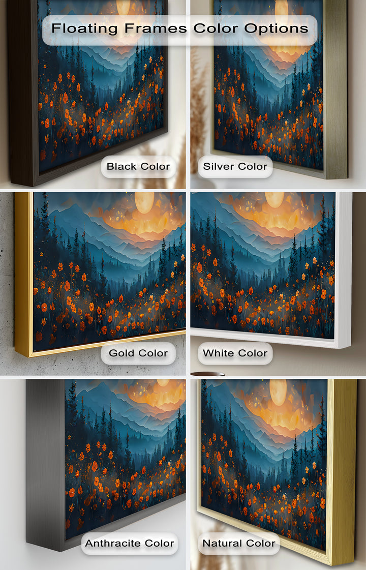 Moonlit Mountain Landscape-Floral Oil Painting