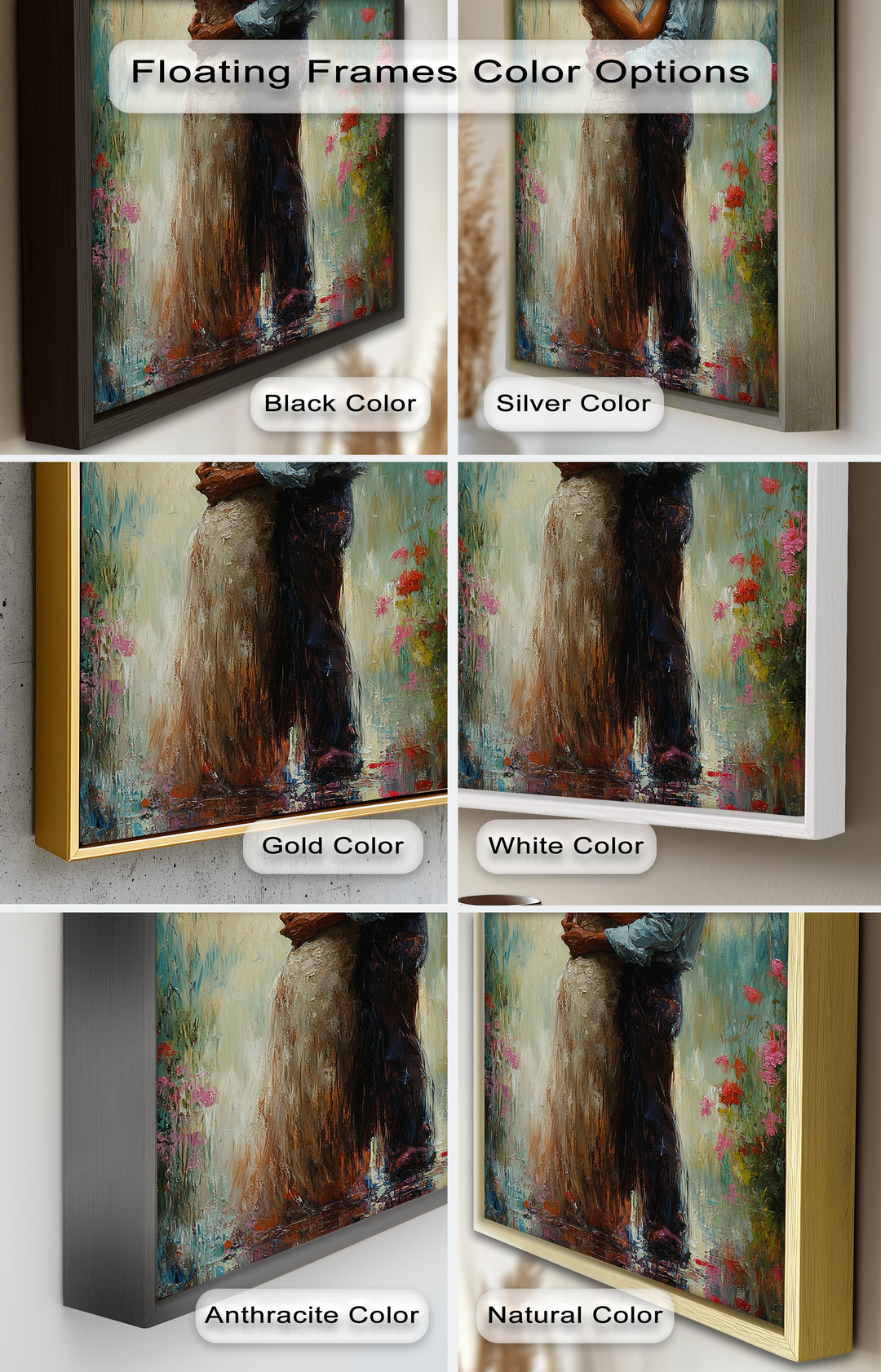 Romantic Couple Surrounded by Blooms - Love Oil Painting