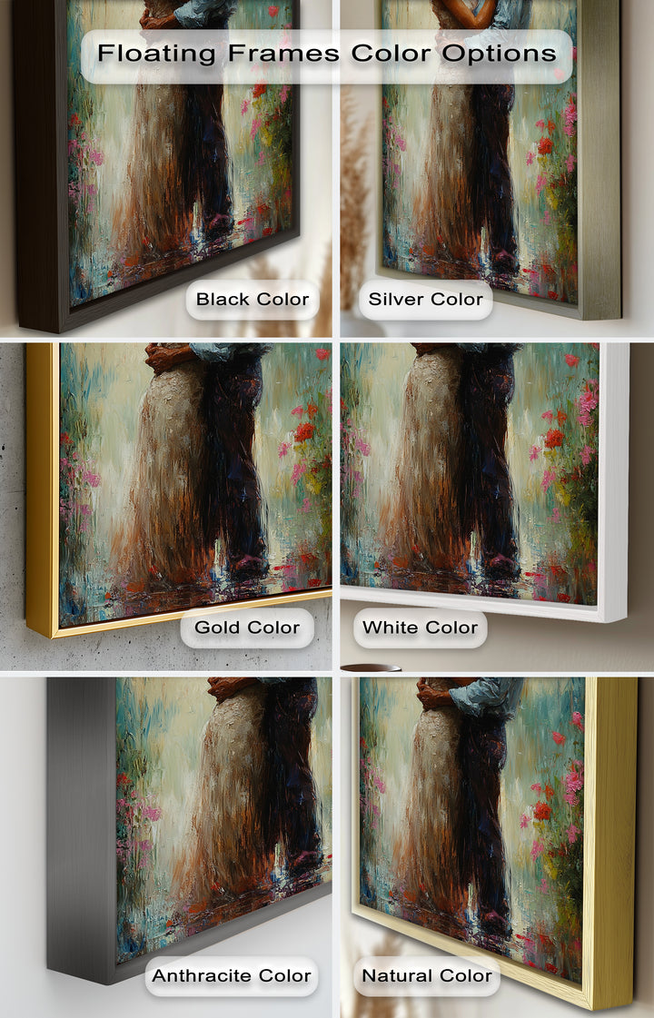 Romantic Couple Surrounded by Blooms - Love Oil Painting