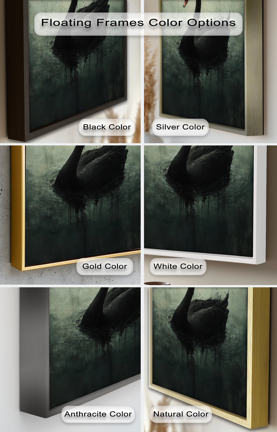 Solitary Grace – Moody Black Swan Oil Painting