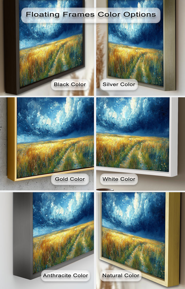 Golden Field Stormy Sky Wandkunst – Romantik Ölgemälde