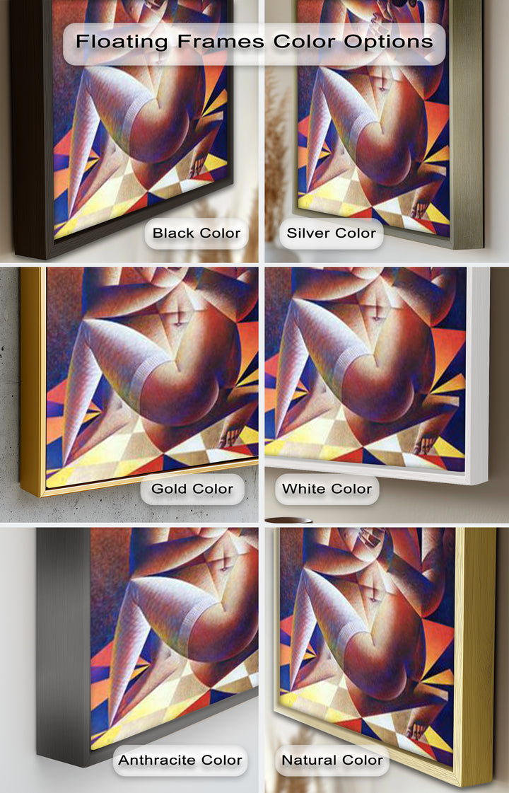 Entwined Forms – Abstract Lovers in Geometric Harmony Picasso Oil Painting
