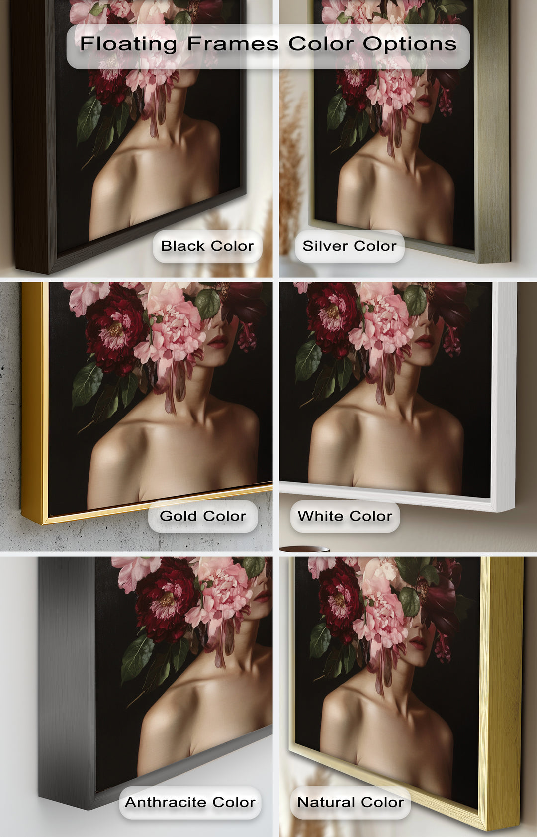 Blossom Veil – Romantic Floral Portrait Oil Painting
