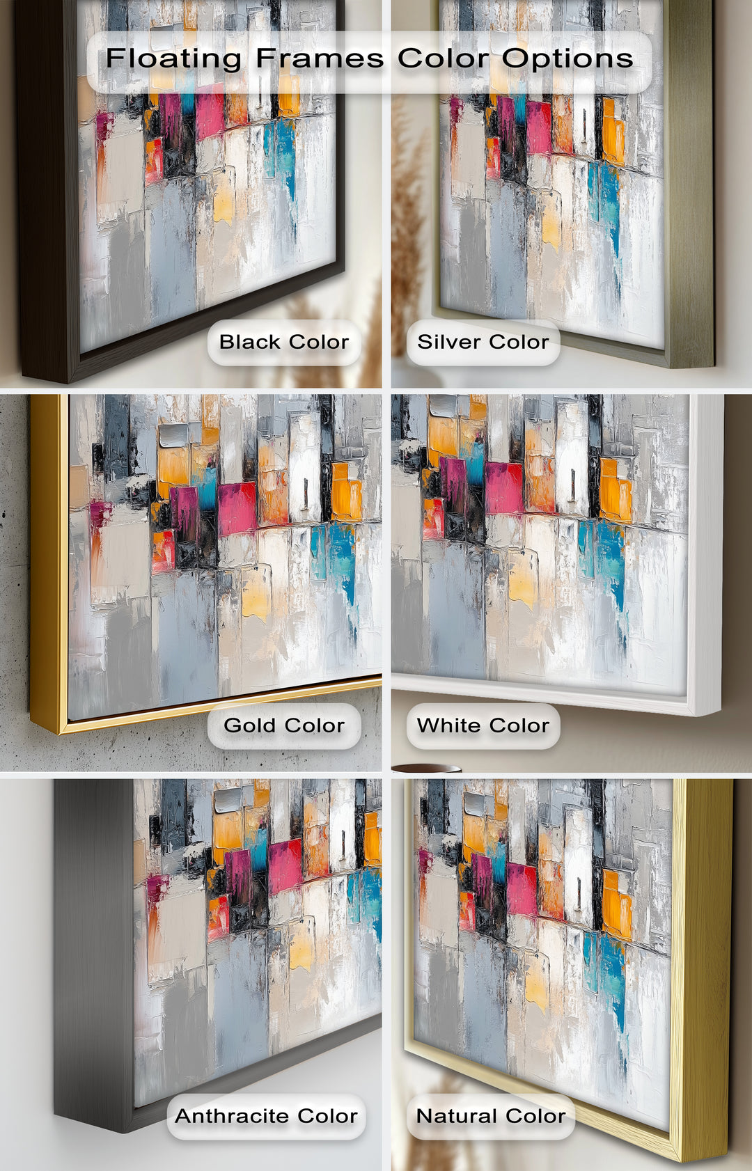 Urban Geometry – Color Block Cityscape Abstract Oil Painting