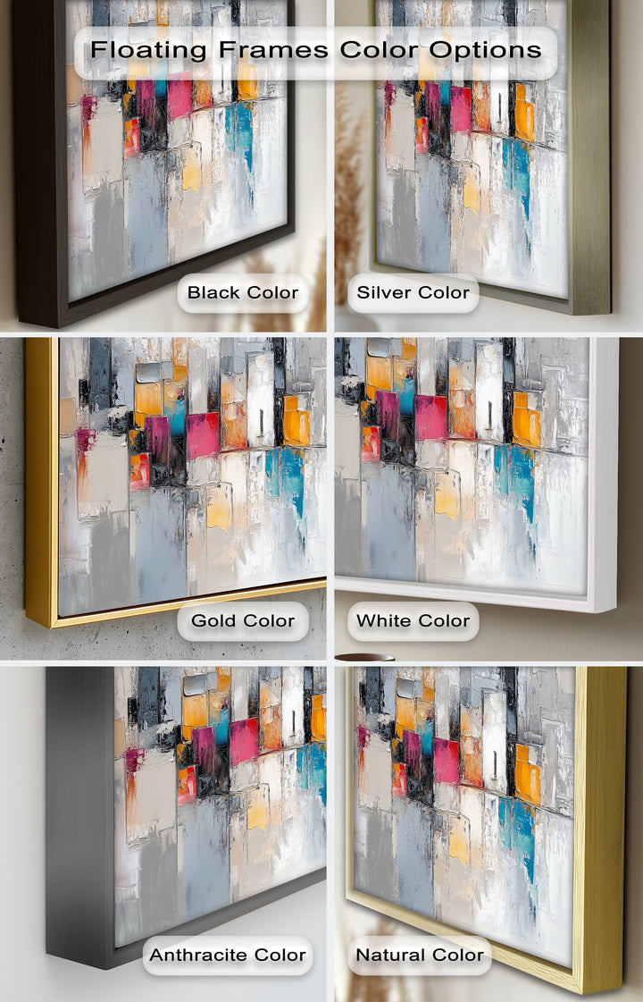 Urban Geometry – Color Block Cityscape Abstract Oil Painting