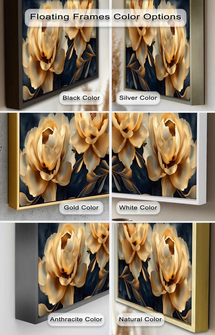 Golden Bloom Elegance – Flower Oil Painting