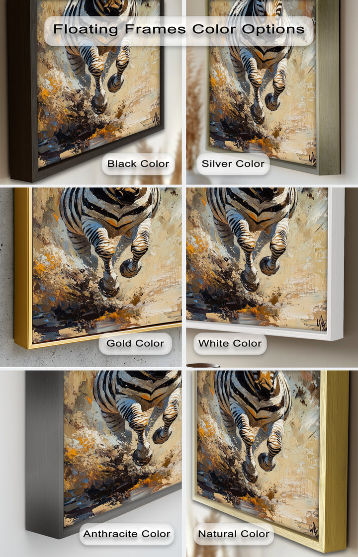 Charging Zebra in Dust Storm – Wildlife Animal Oil Painting
