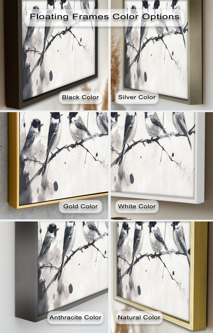 Monochromes Quartett – Vogel-Ölgemälde