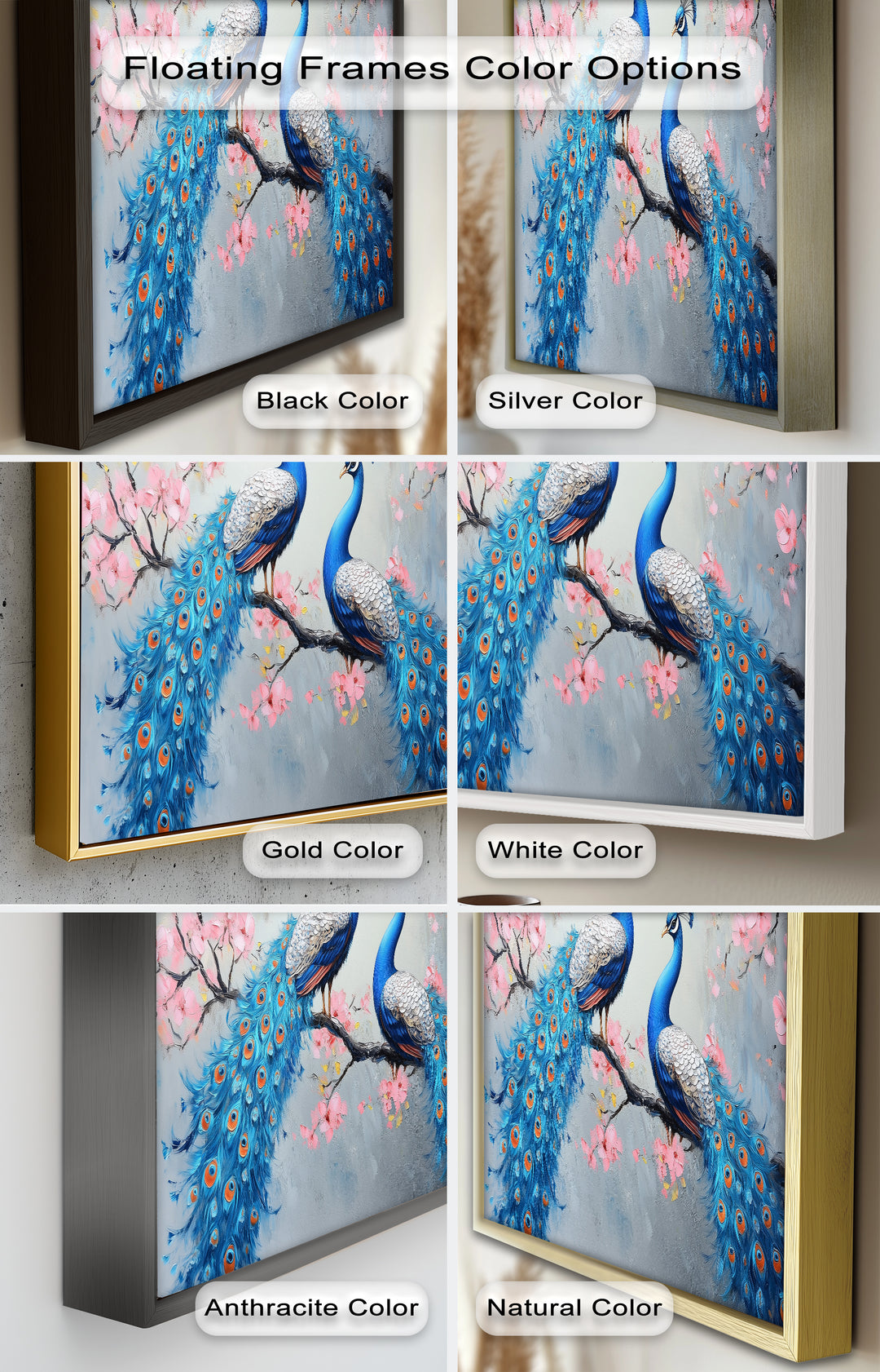 Peacocks Among Cherry Blossoms – Animal Oil Painting