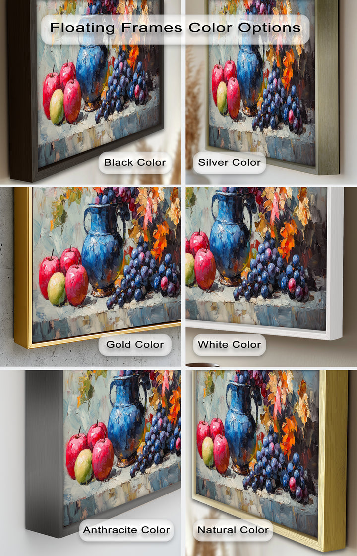 Fall Apple & Floral Still Life – Rustic Autumn Decor Oil Painting