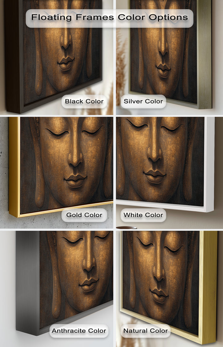 Golden Buddha Face Wall Art – Religious Oil Painting