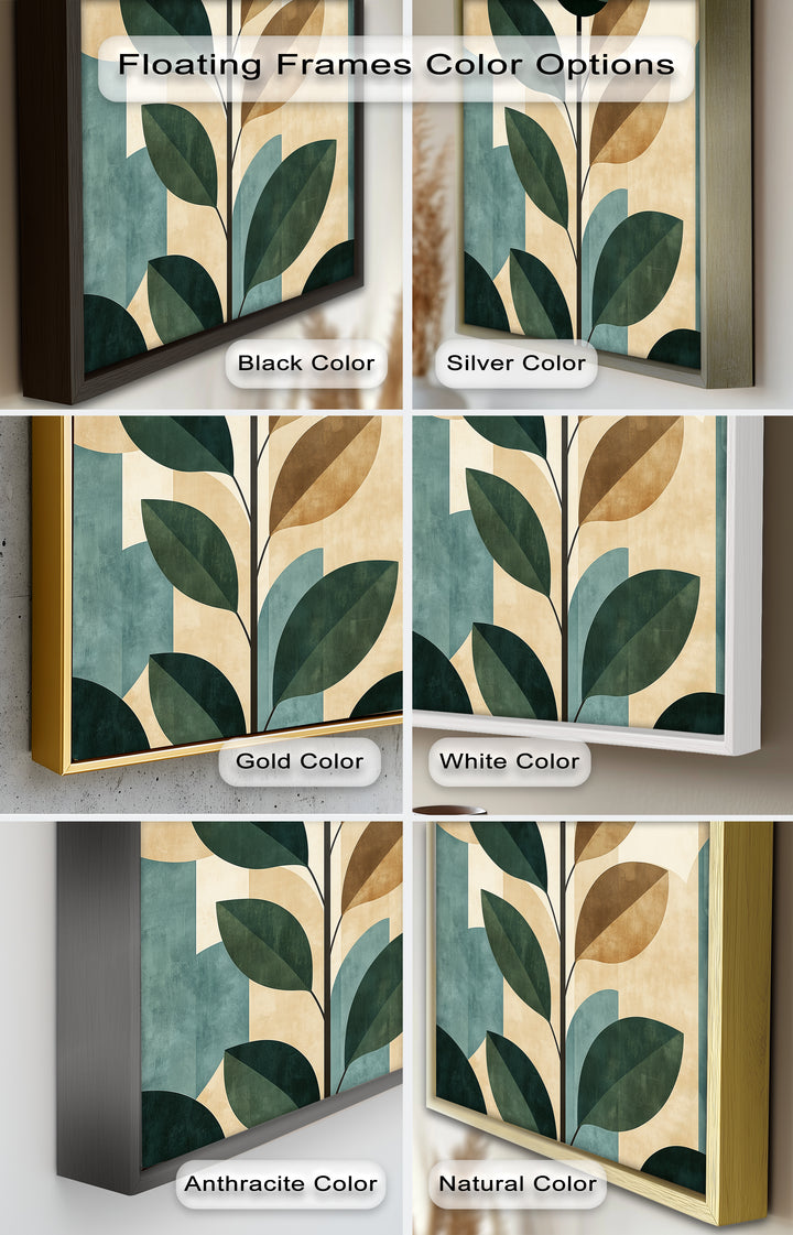 Geometric Botanical – Mid-Century Modern Leaf Oil Painting