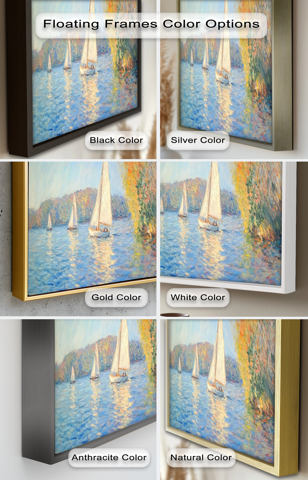 Tranquil Sails at Sunset – Impressionist Boat Scene Oil Painting