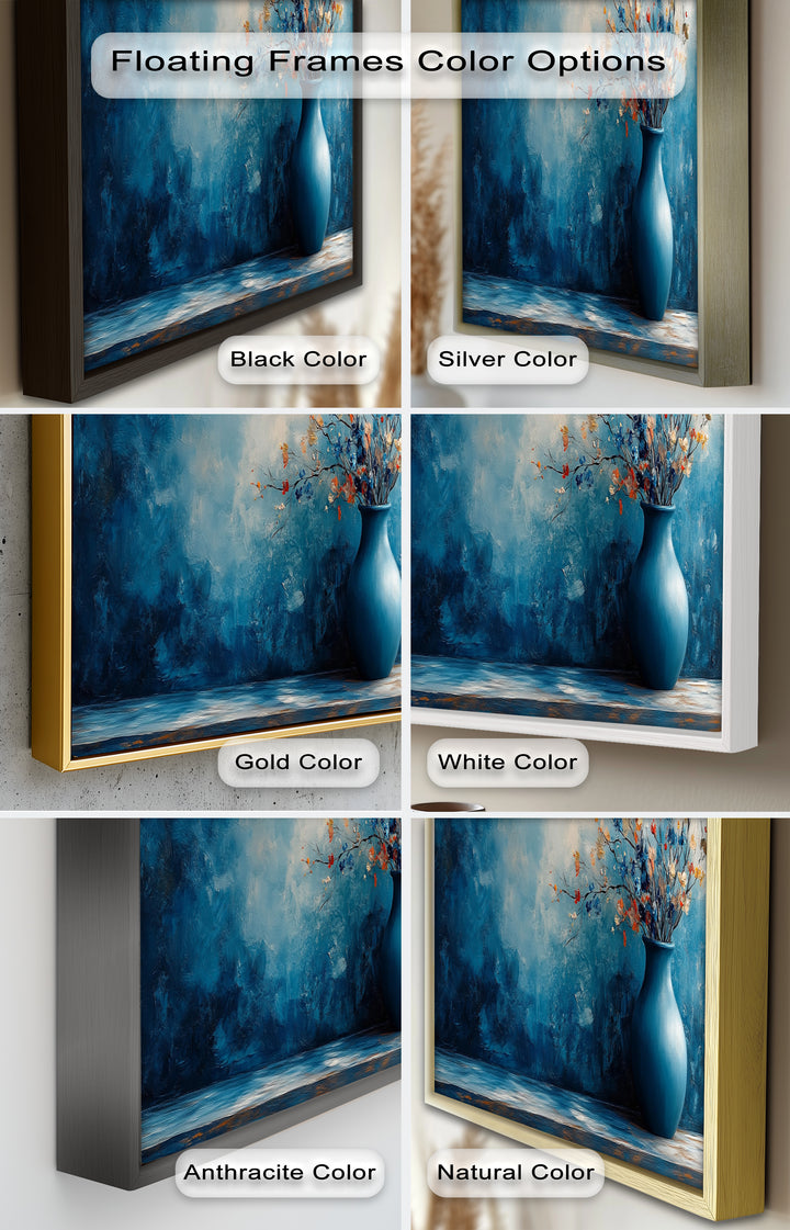 Blue Harmony Vase – Contemporary Floral Arrangement Flower Oil Painting