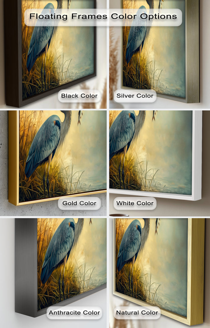 Blue Heron with Fish – Animal Oil Painting