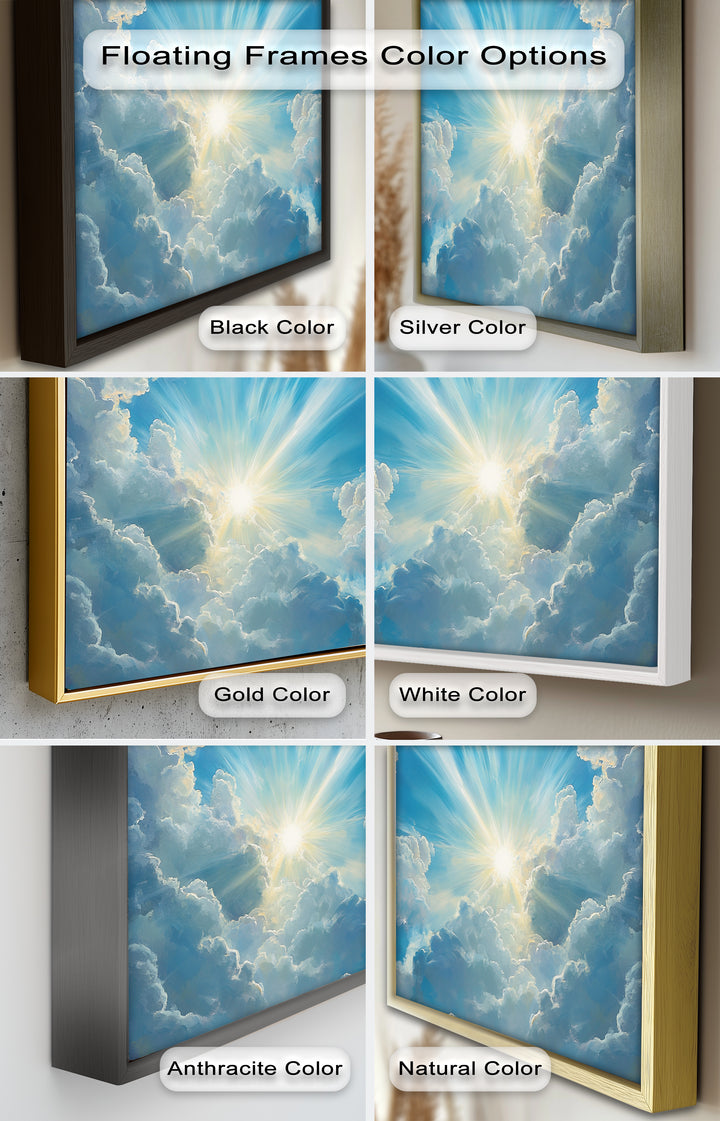Heavenly Clouds and Radiant Sun – Luminous Sky Oil Painting