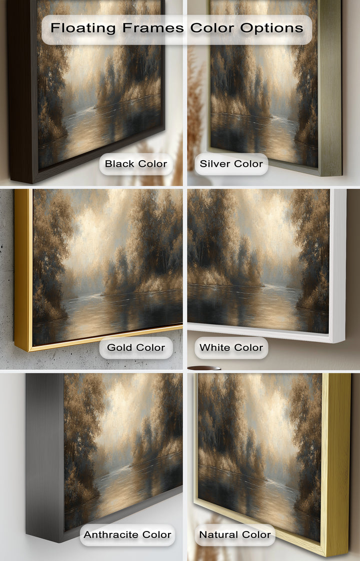 Serene River Landscape Wall Art – Modern Oil Painting