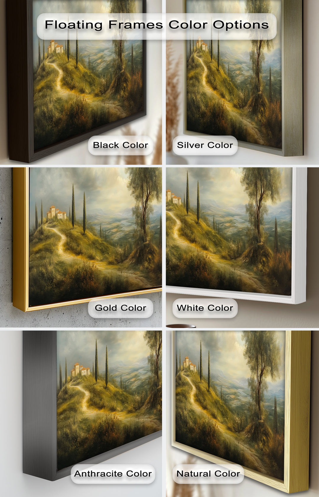 Tuscan Hillside Wall Art – Landscape Oil Painting