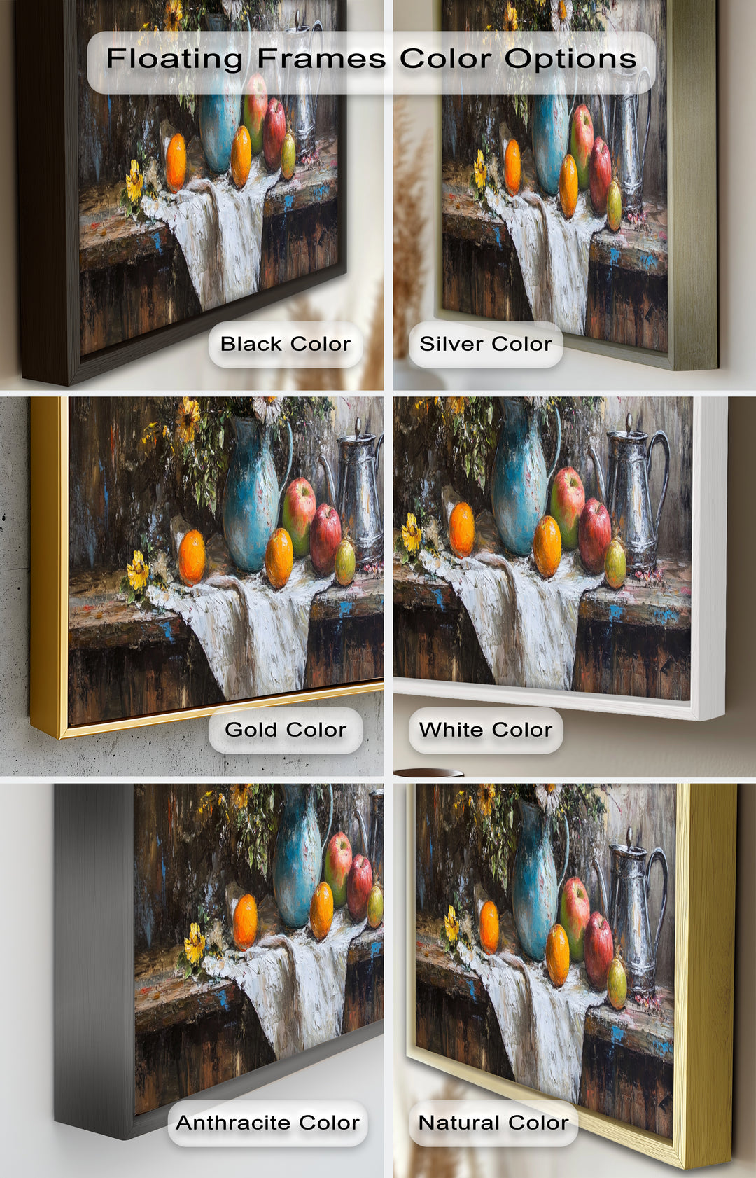 Vintage Floral & Fruit  – Still Life Art Oil Painting