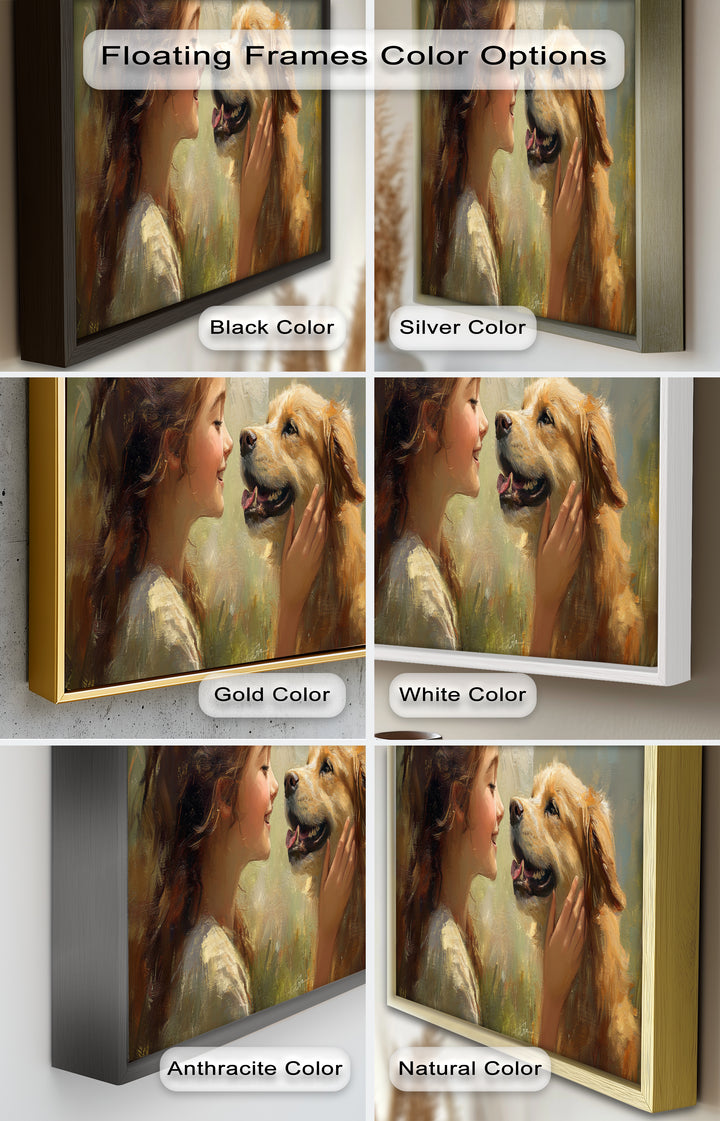 Girl and Golden Retriever in Gentle Light – Animal Oil Painting