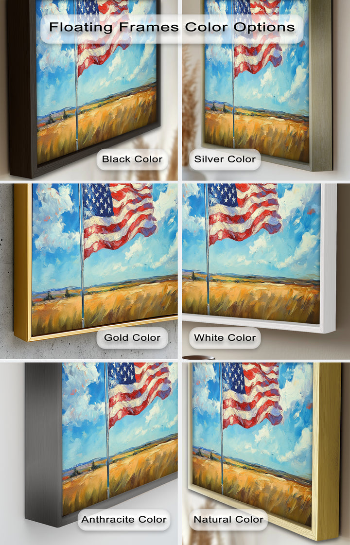 Amerikanische Flagge auf dem Land – Patriotisches Ölgemälde