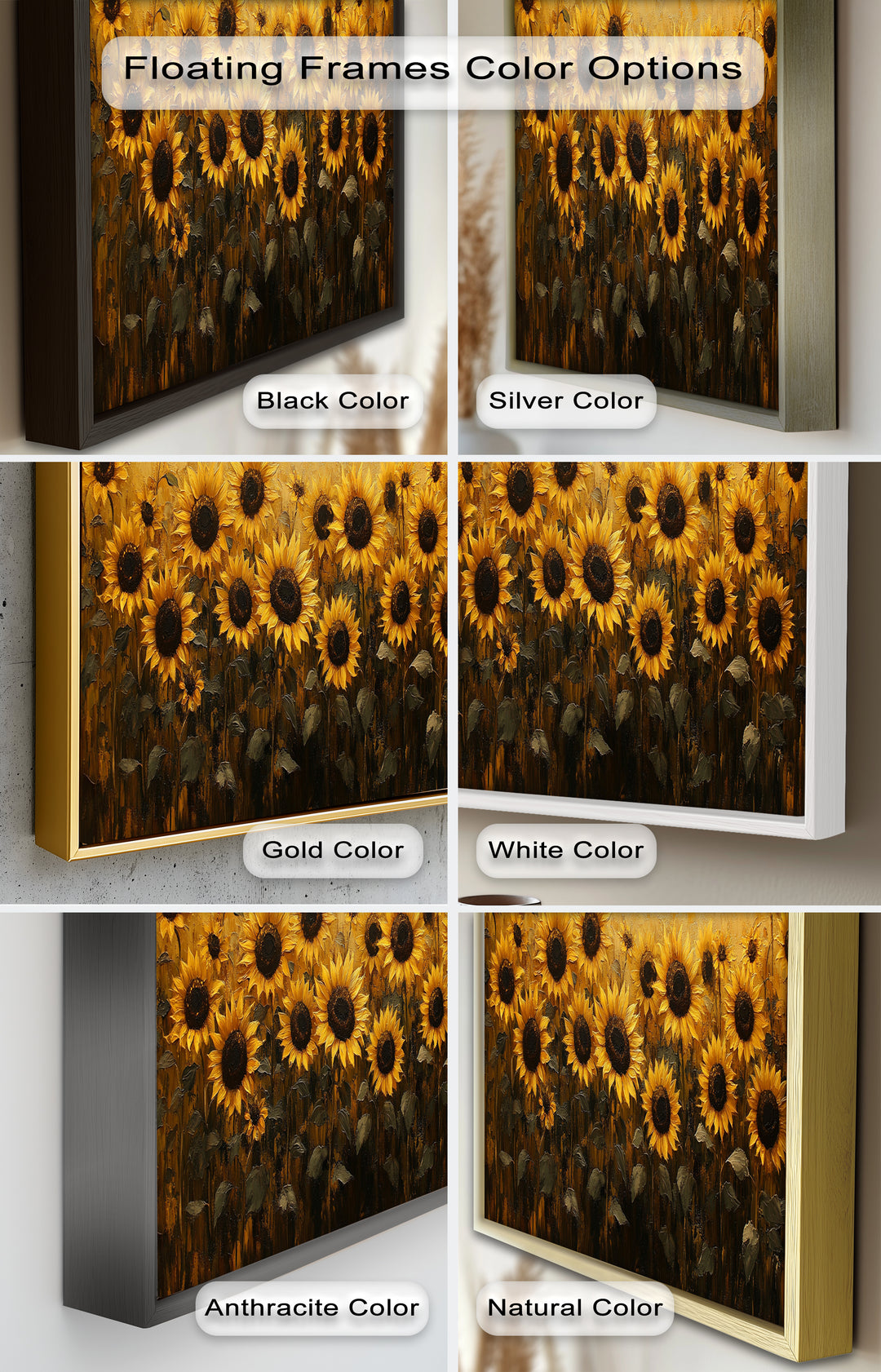 Golden Sunflower Field Wall Art – Floral Oil Painting