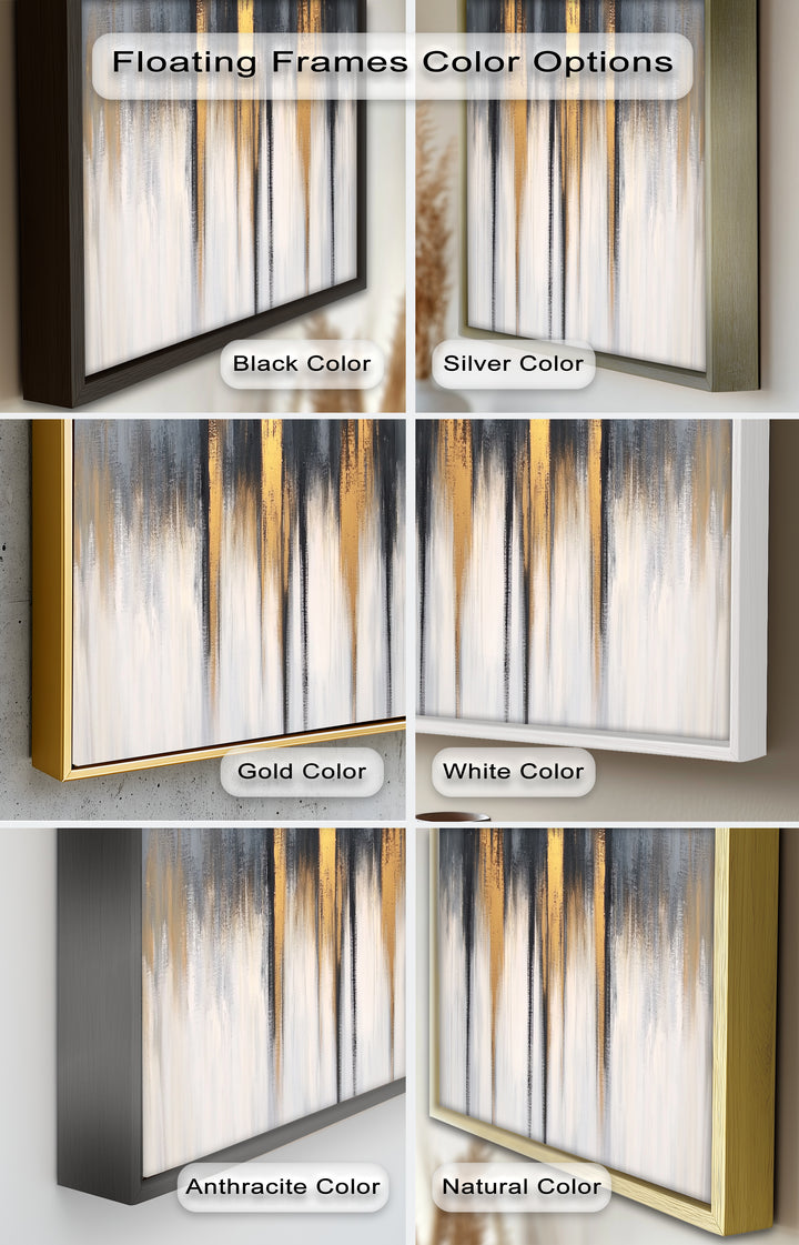Modern Grey & Gold Abstract – Framed Oil Painting