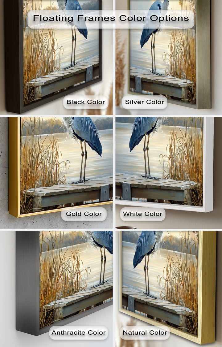 Majestic Heron in Misty Marshland - Animal Oil Painting