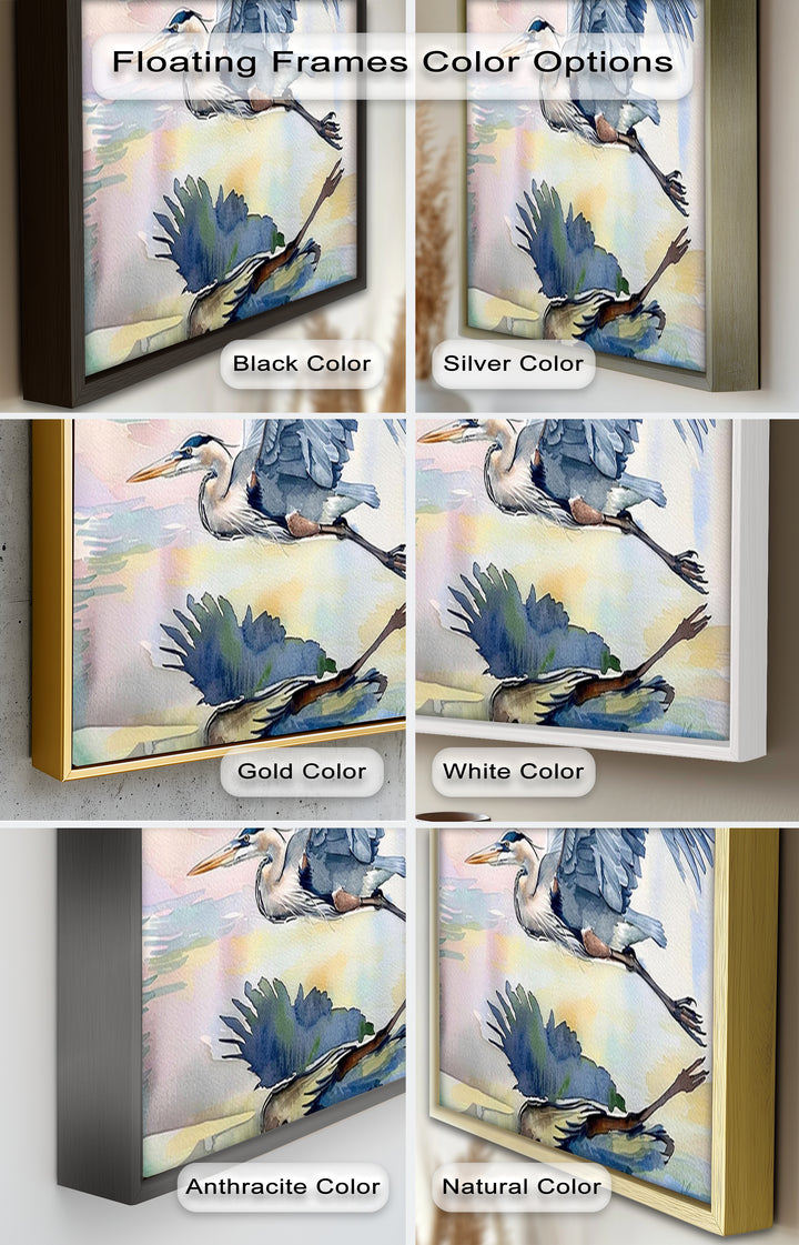 Flying Heron Bird Wall Art – Elegant Nature Oil Painting