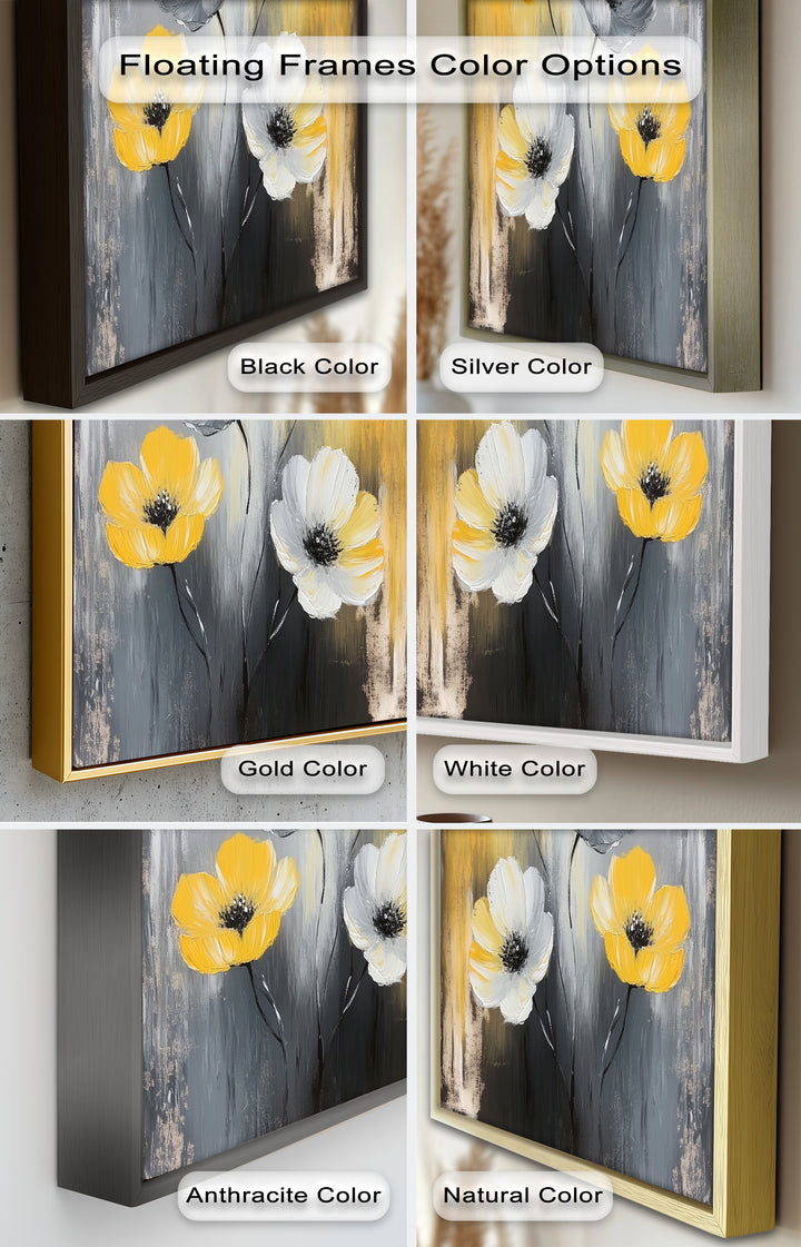 Golden Harmony – Yellow and White Floral Oil Painting