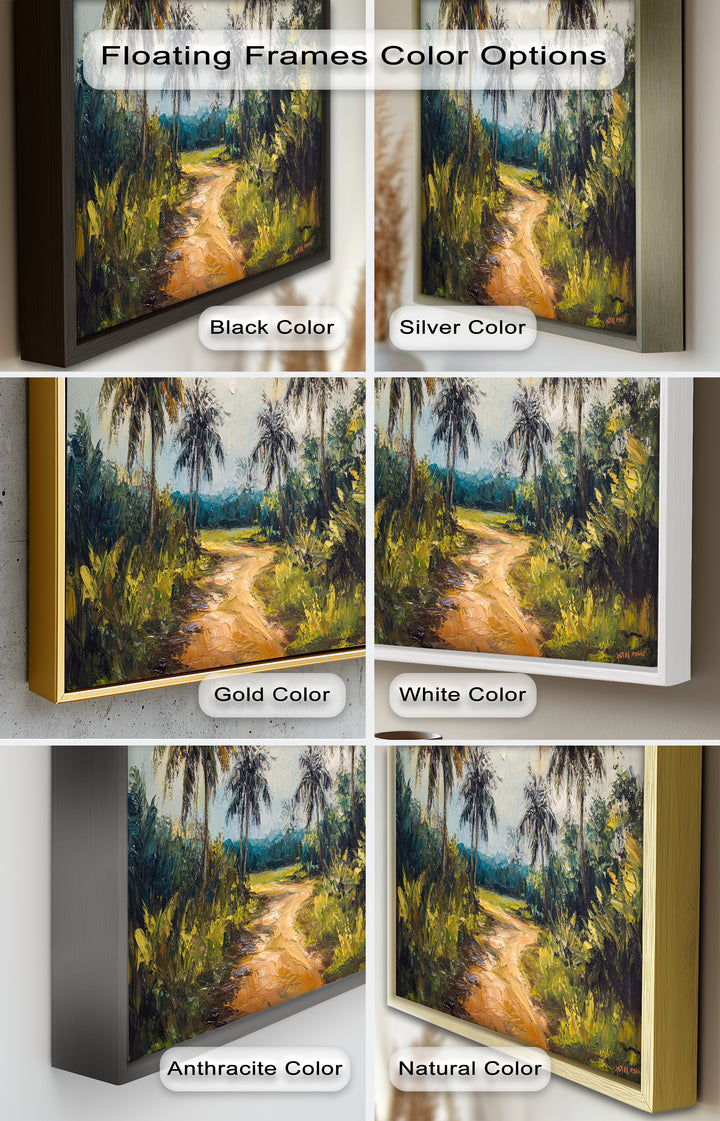Tropical Pathway with Palm Trees – Impressionist Oil Painting