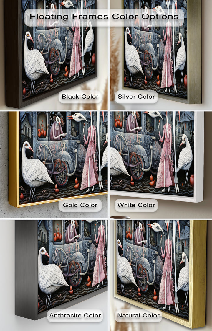 Crimson Couriers – Surreal Carriage Scene Oil Painting