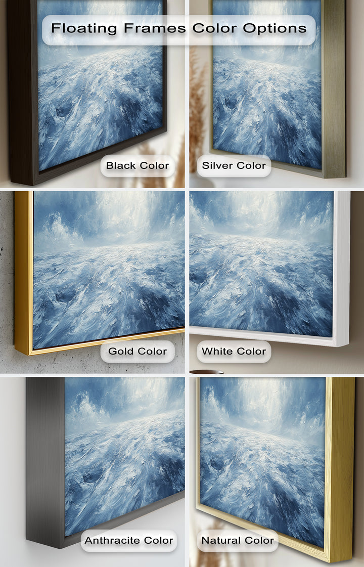 Blue Coastal Wall Art - Abstract Ocean Seascape Oil Painting