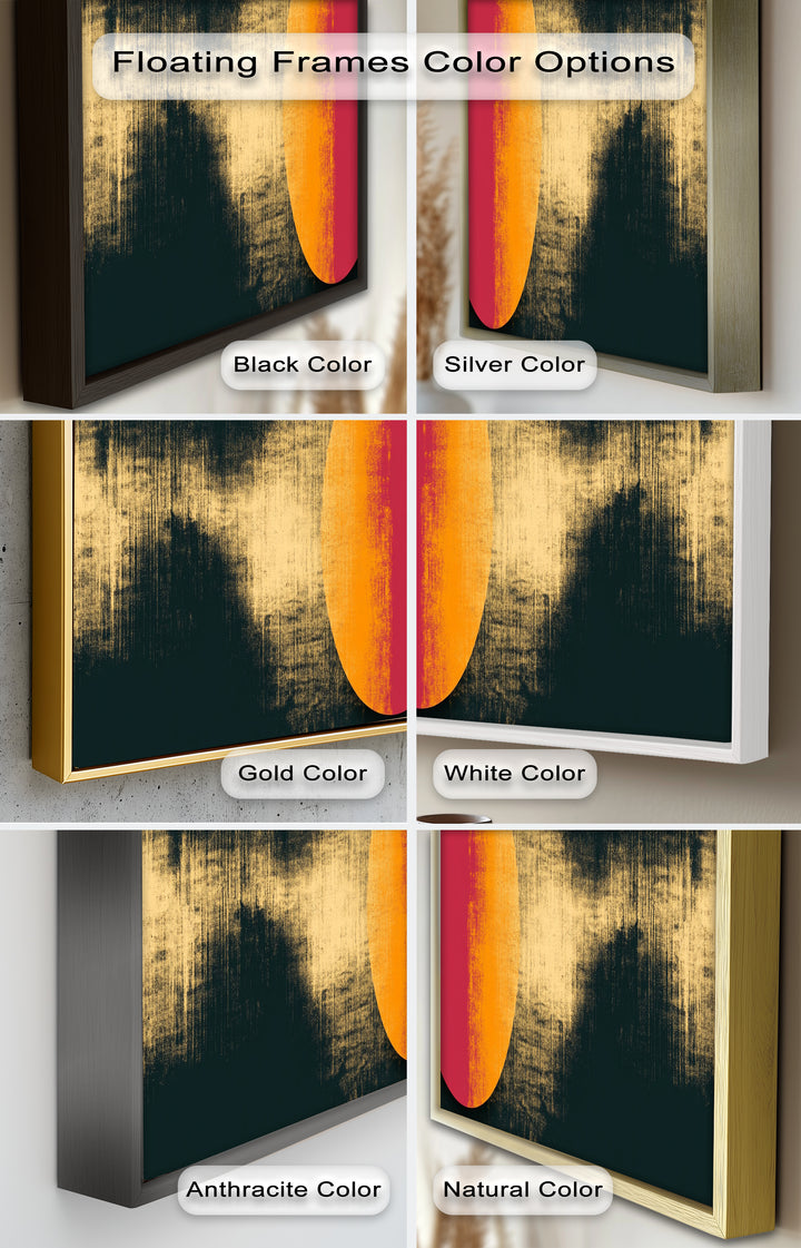 Rot &amp; Orange Eclipse Art – Minimalistisches Ölgemälde