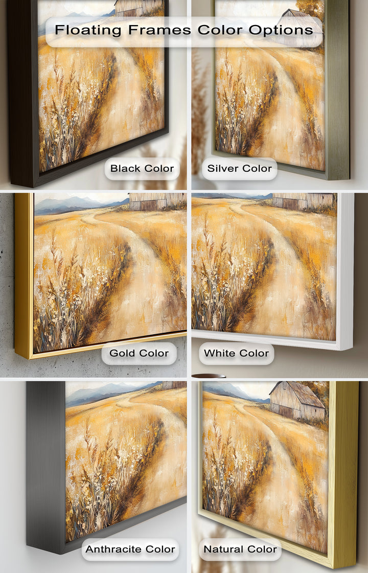 Country Wall Art - Golden Field Barn Landschaftsölgemälde