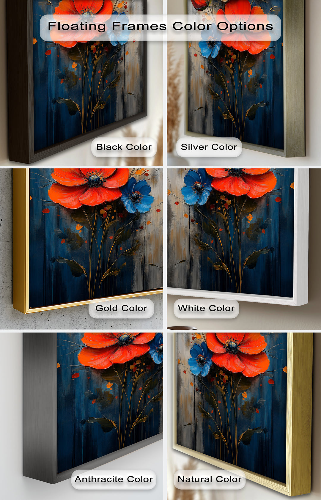 Colorburst Petals – Bold Poppy Bouquet Flower Oil Painting