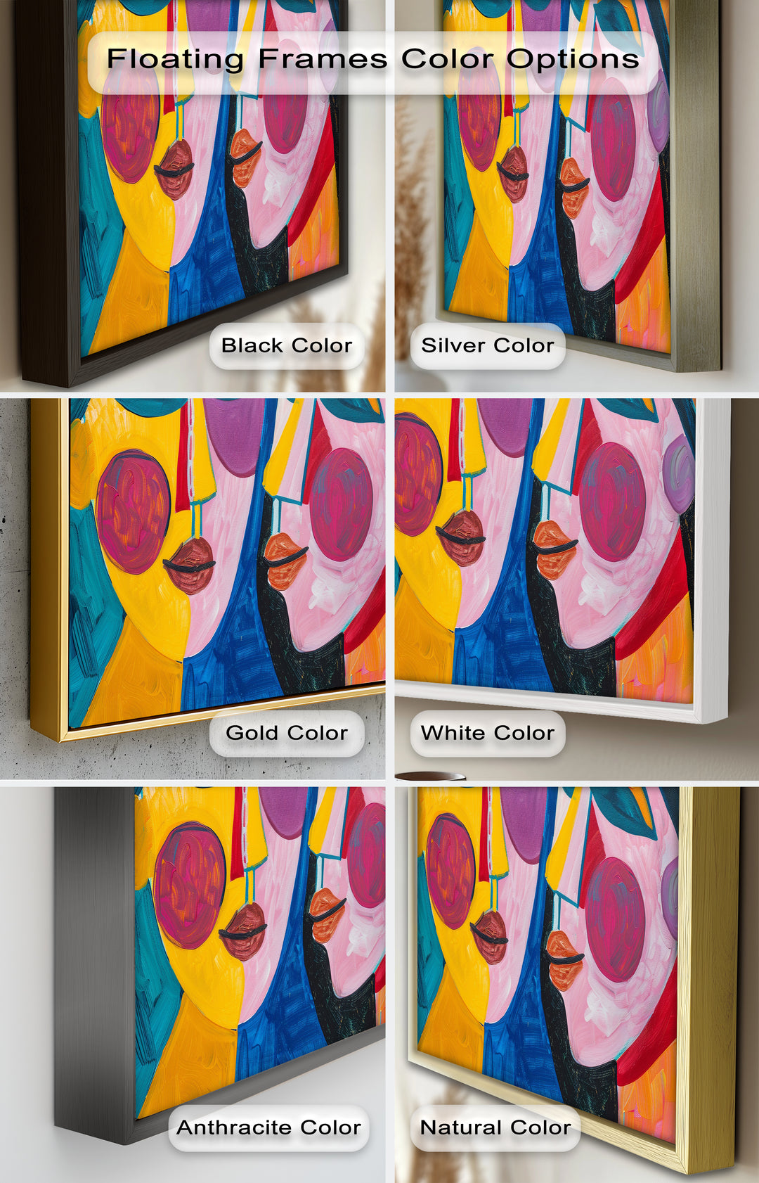 Unified Gaze – Vibrant Dual Portrait Picasso Oil Painting