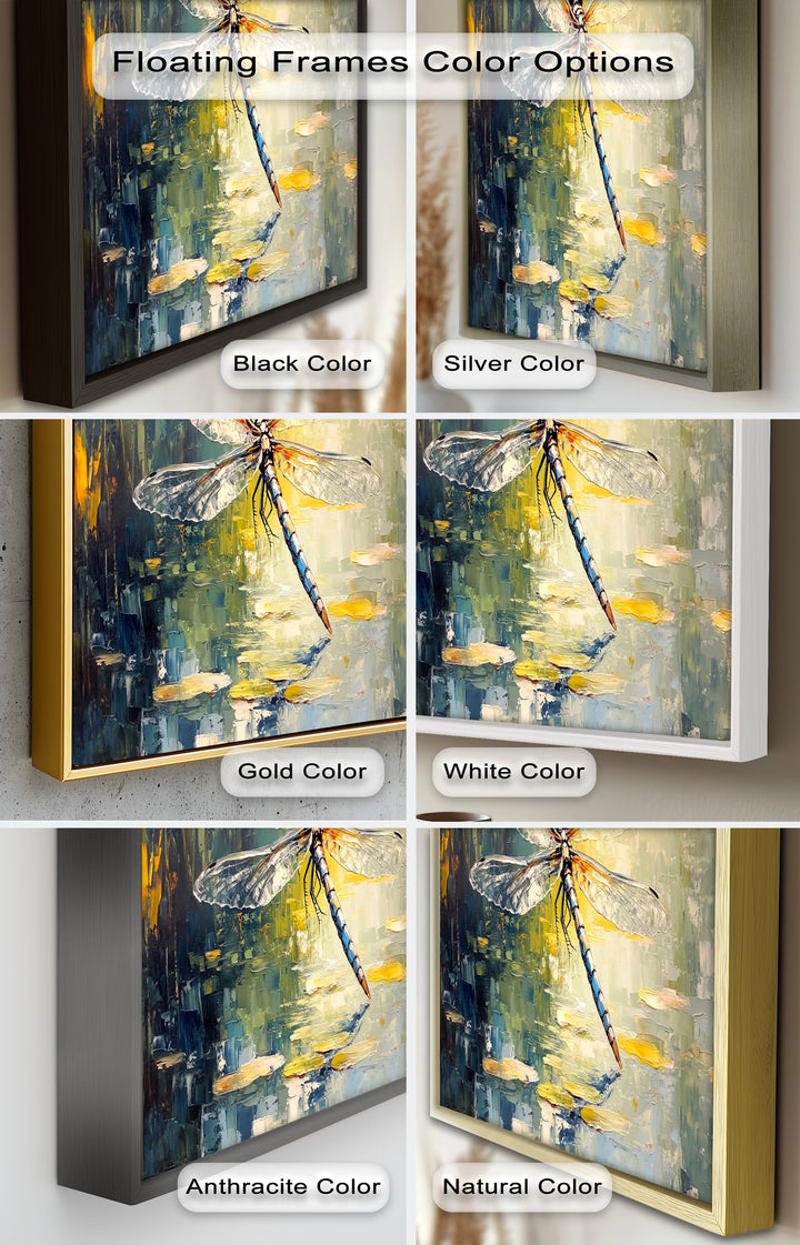 Shimmering Dragonfly Over Lily Pond – Animal Oil Painting