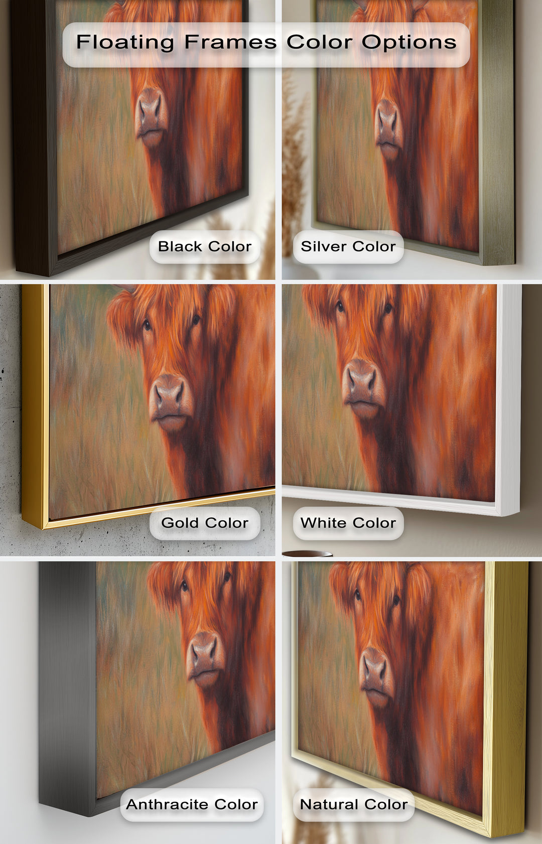 Highland Cow Oil Painting – Warm Animal Wall Art