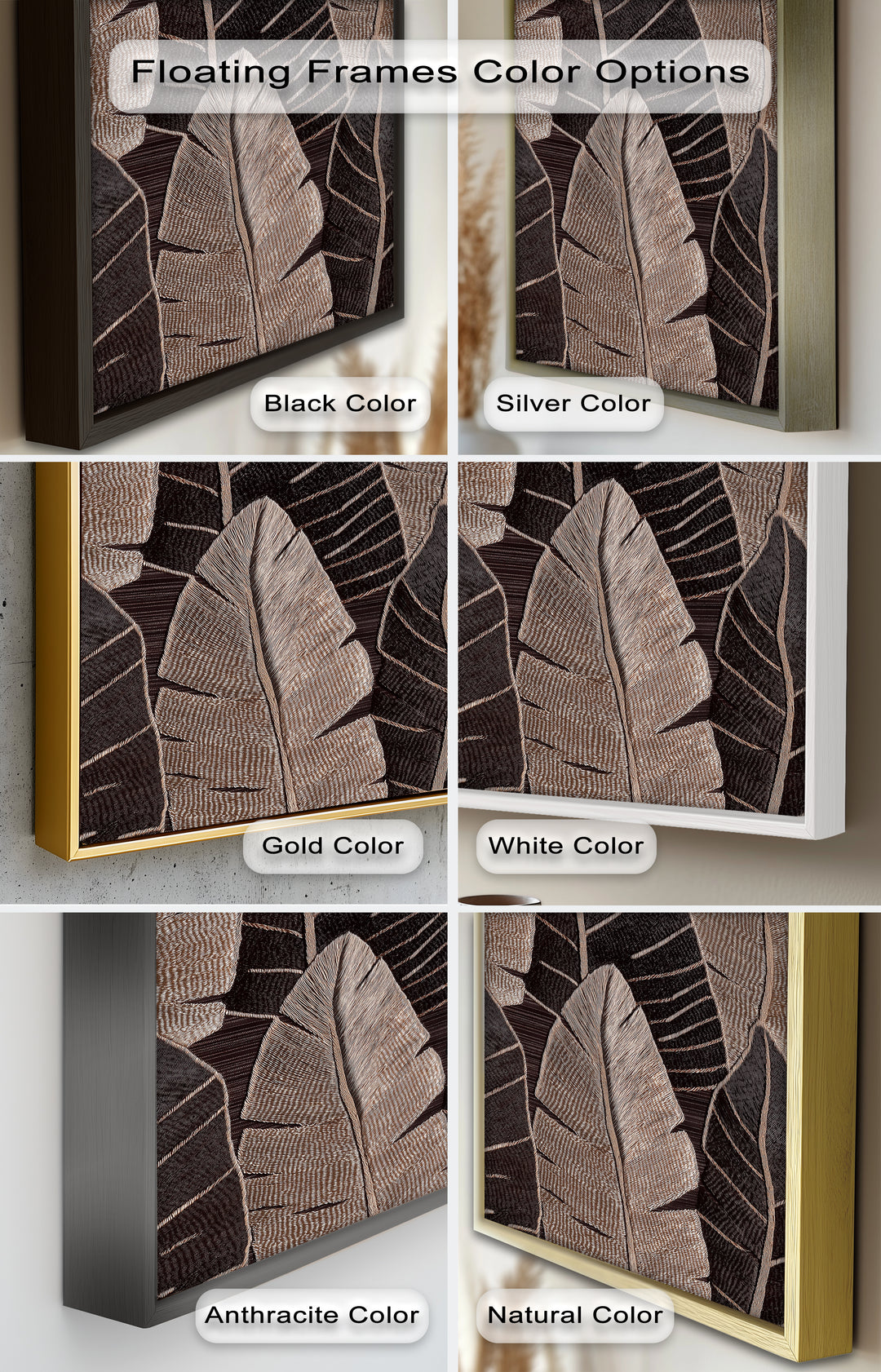Tactile Tropics – Brown Leaf Composition Flower Oil Painting