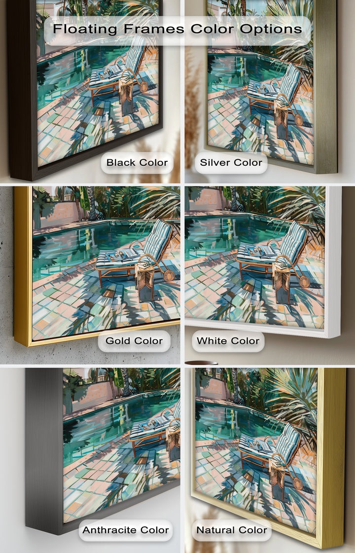 Poolside Palm Tree Escape – Tropical Oil Painting